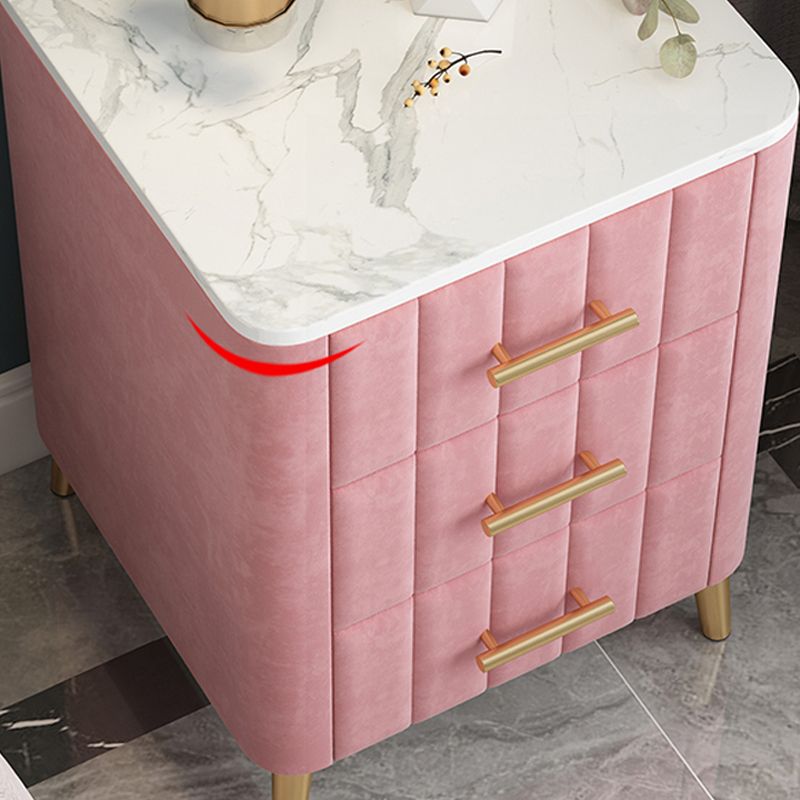 Drawer Storage Bed Nightstand Marble Bedside Cabinet for Bedroom