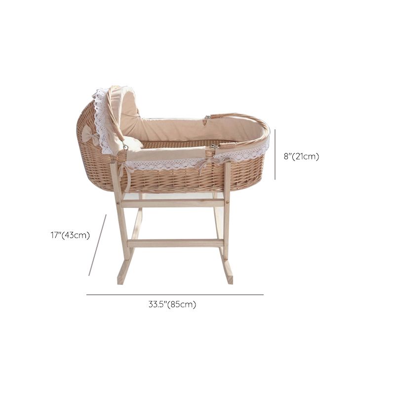 Newborn Wicker Co-Sleeper & Bedside Bassinets with 4 Wheels Rectangle Side Crib