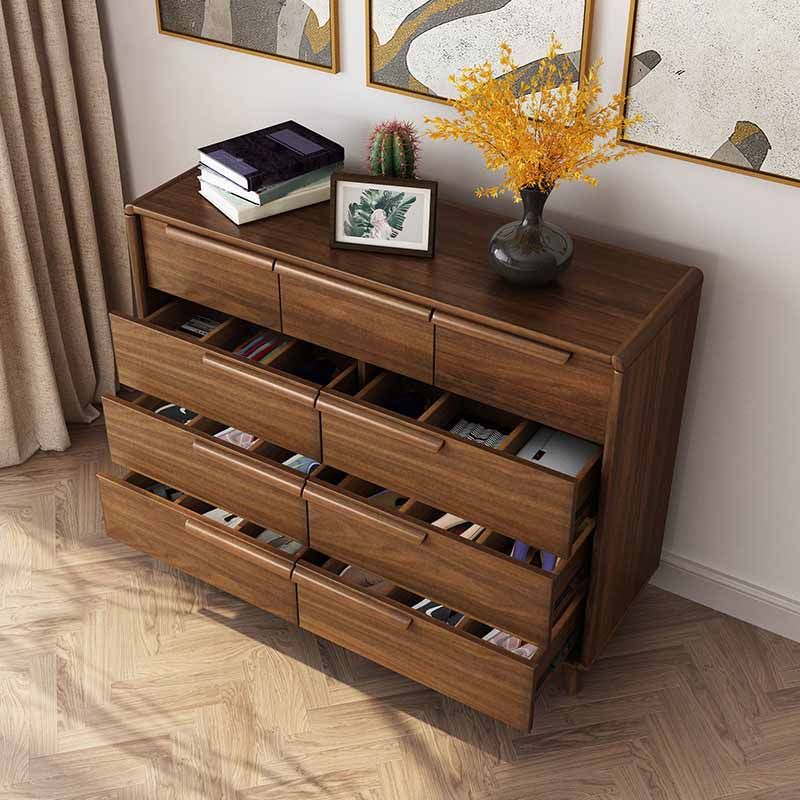 Traditional Rubber Wood Dresser Bedroom Storage Chest Dresser with Drawer