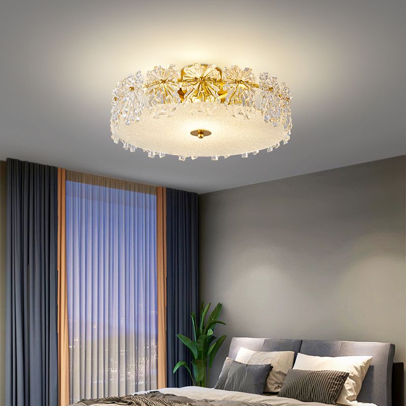 Round Shape Glass Flush Mount Light Modern Style Multi Lights Ceiling Mount Light