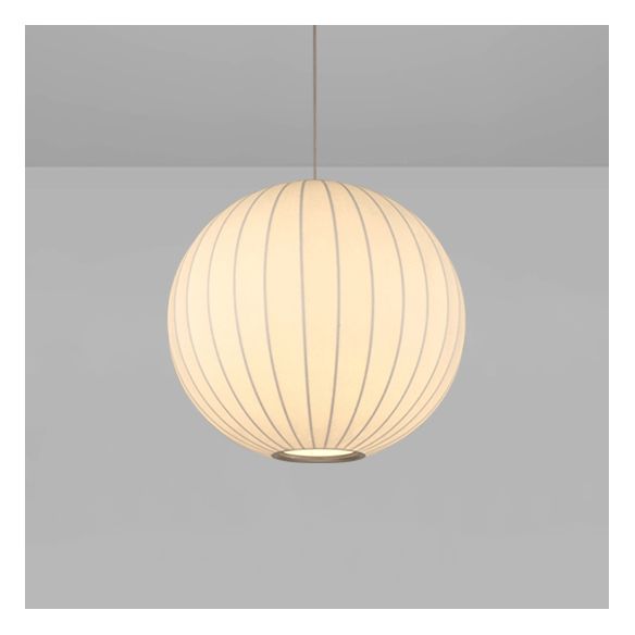 Minimalist Pendant Ceiling Light White Lantern Hanging Light Fixture with Fabric Shade