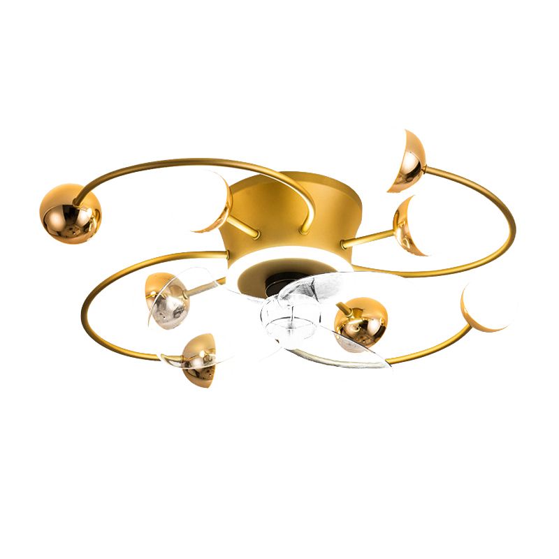 Black / Brass Ceiling Fan Light 9 - Light LED Modernism Fan Lighting Fixture