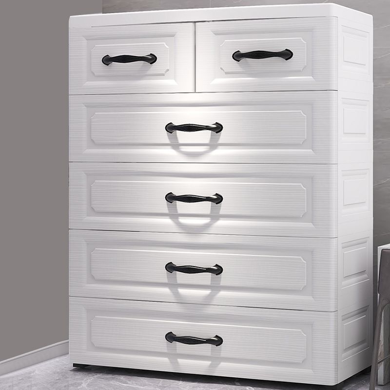 Northern European Vertical Kids Nightstand Plastic Nursery Dresser 6 Drawers for Room