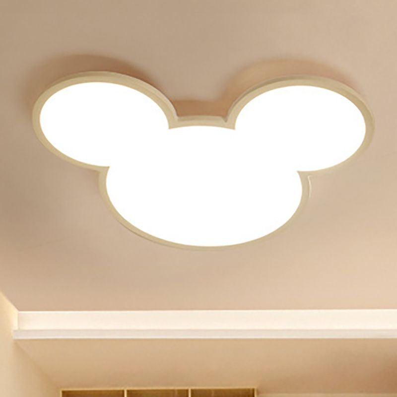 Cartoon Mouse Head Flush Ceiling Light Acrylic Undertint LED Ceiling Fixture for Nursing Room