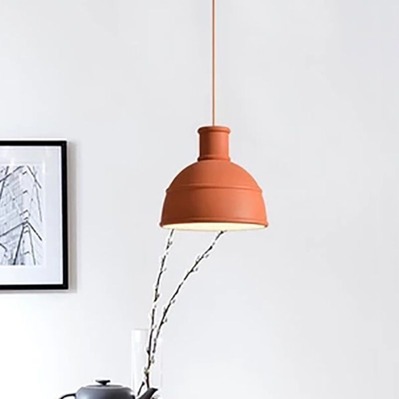 Urn Pendant Light Modernism Metal 1 Head Red Ceiling Suspension Lamp for Dining Room