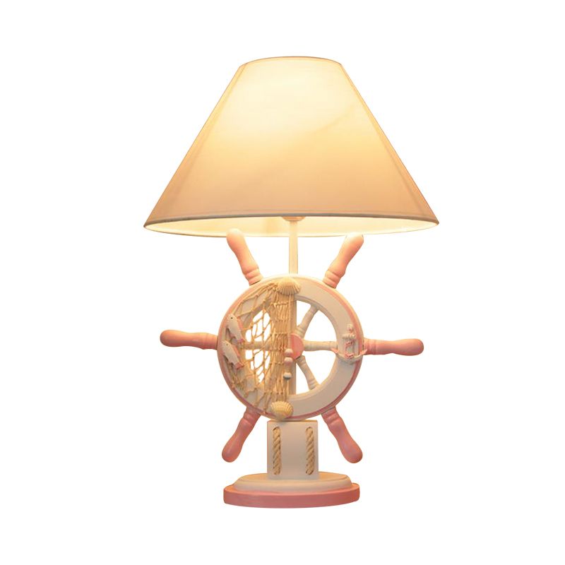 Kids Style Rudder Table Lamp Wood 1 Head Bedside Night Light in Pink/Blue/Green with Dimmer Switch/Power Switch