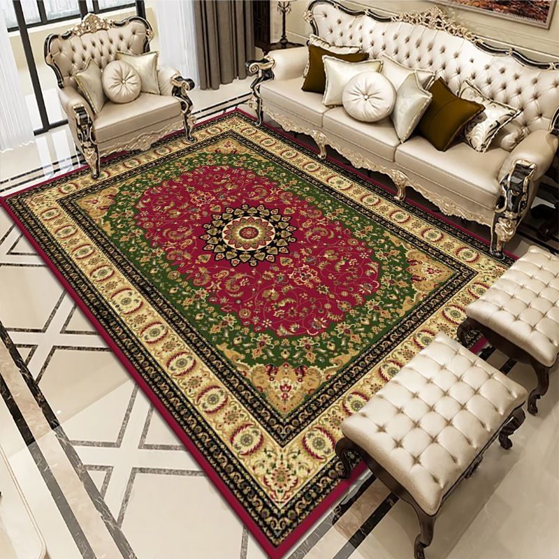 Glam Ethnic Area Rug Retro Floral Printed Carpet Stain Resistant Area Carpet for Home Decoration