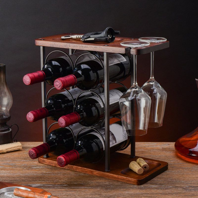 Modern Simple Tabletop Wine Rack Wooden Base Wine Bottle Rack for Bedroom