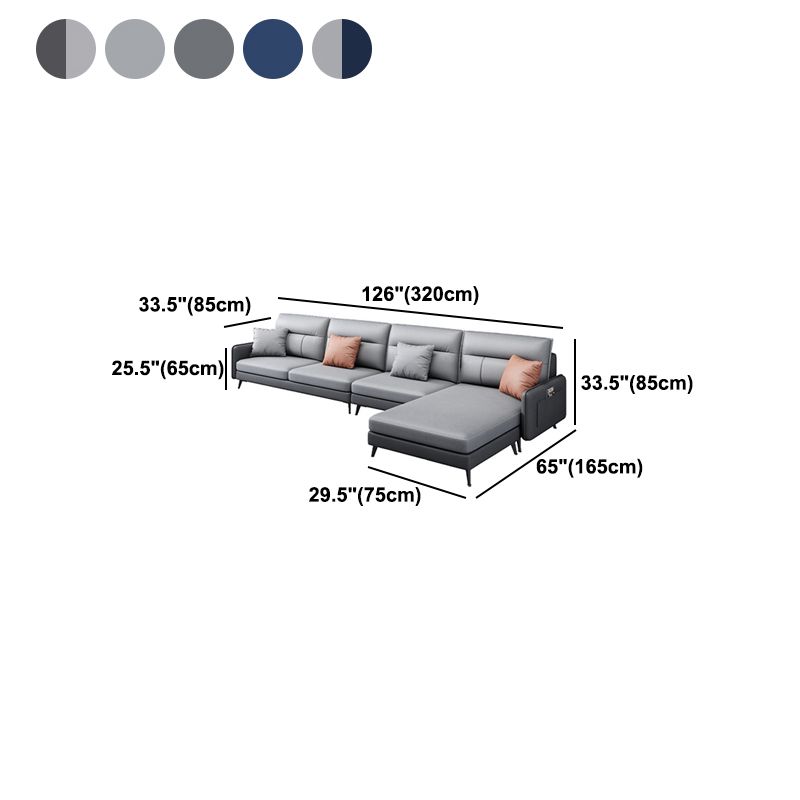 Scandinavian L-Shape Sectional with Square and Storage for Living Room