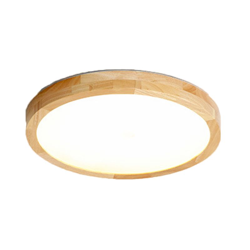 Modern Wood LED Flush Mount Geometric Shape Ceiling Light with Acrylic Shade for Study