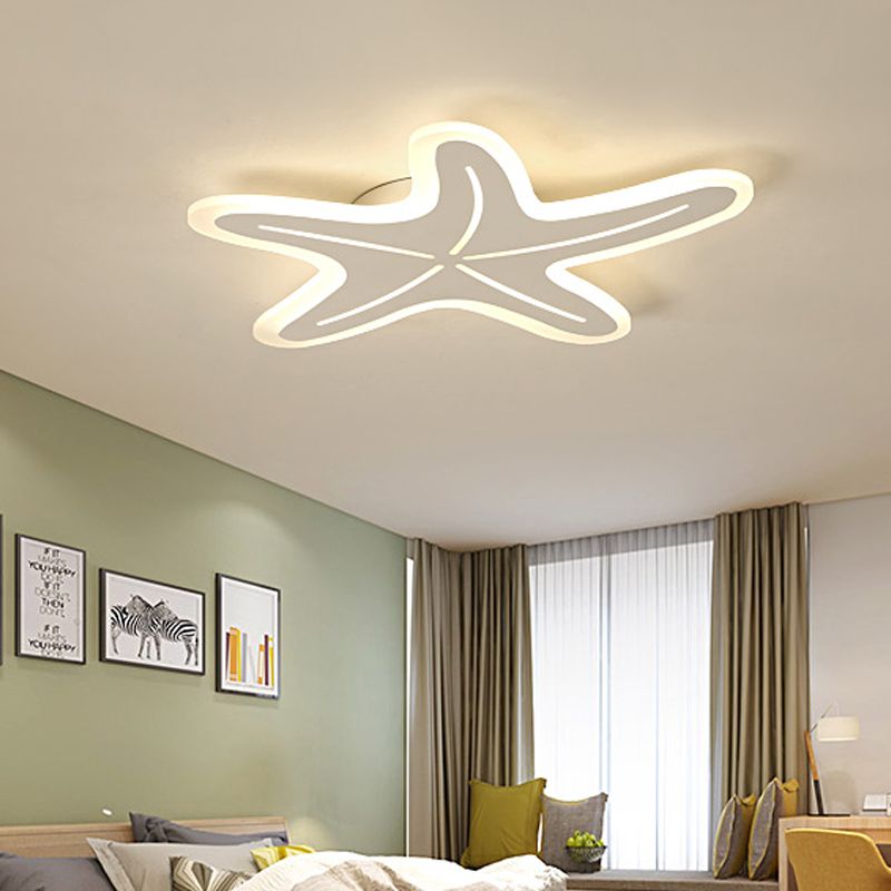 Modernist Star Shaped Flush Light Acrylic Kindergarten LED Ceiling Flush Mount in Blue/Pink/White