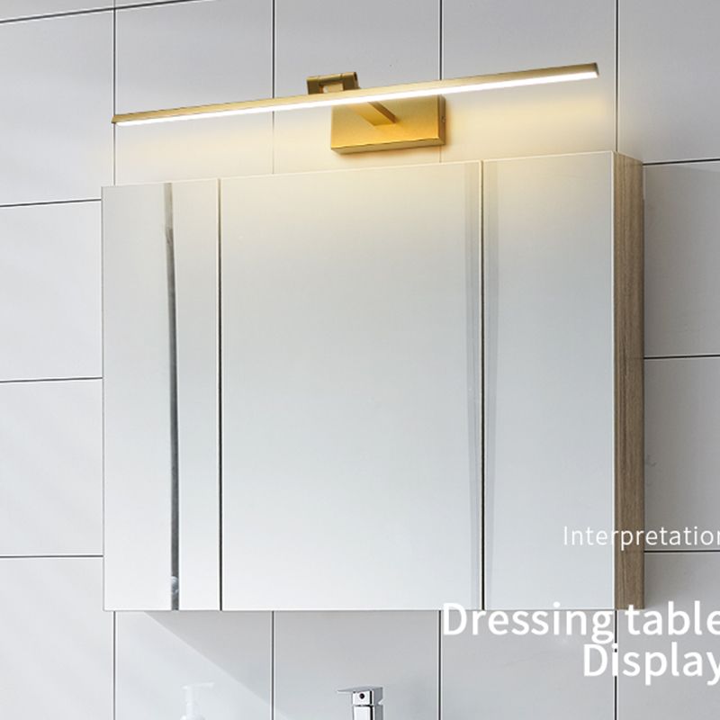 Iluminación frontal de espejo moderno simplicidad acrílico led dorado pared montada de pared