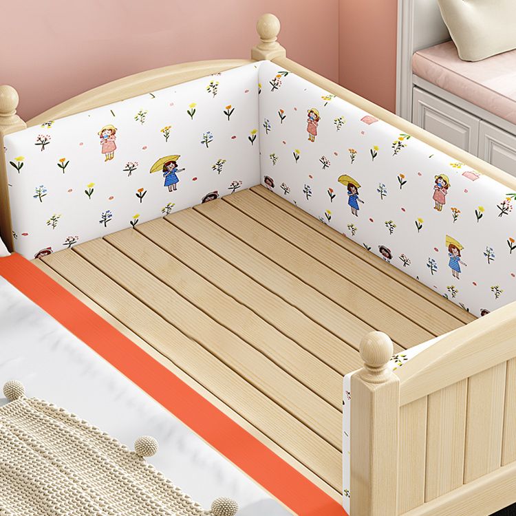 Solid Wood Kids Bed Gender Neutral Toddler Bed with Guardrail