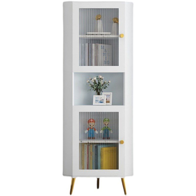 Wooden Accent Cabinet with 2 Glass Doors and Straight Legs Cabinet