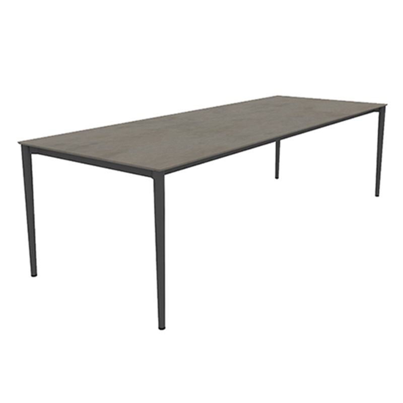 Rectangle Stone Top Patio Table Modern Dining Table with Aluminum Frame