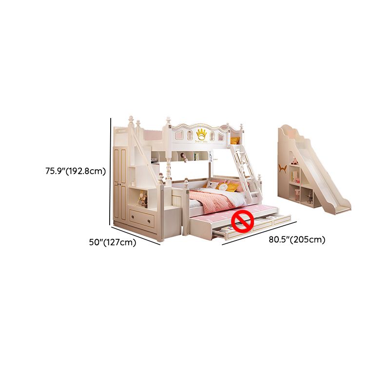 Nordic Wood Bunk Bed in White Mattress Included Loft Bunk Bed with Trundle