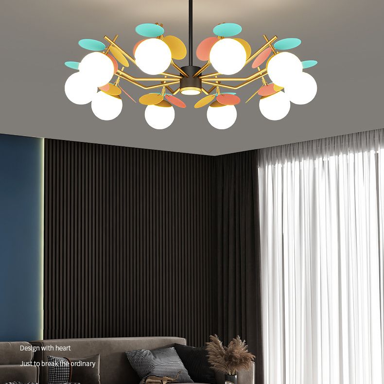 Shaded Metal Chandelier Lighting Fixture Modern Style Pendant Light Kit for Living Room