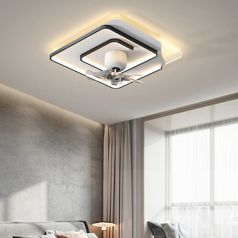 Minimalism LED Ceiling Fan Metal Fan Lighting in Black for Bedroom