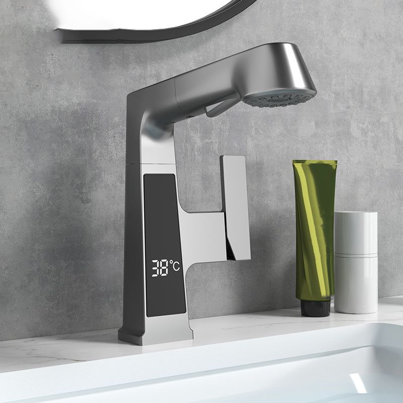 Contemporary Vessel Sink Bathroom Faucet Swivel Spout with Pull Out Sprayer