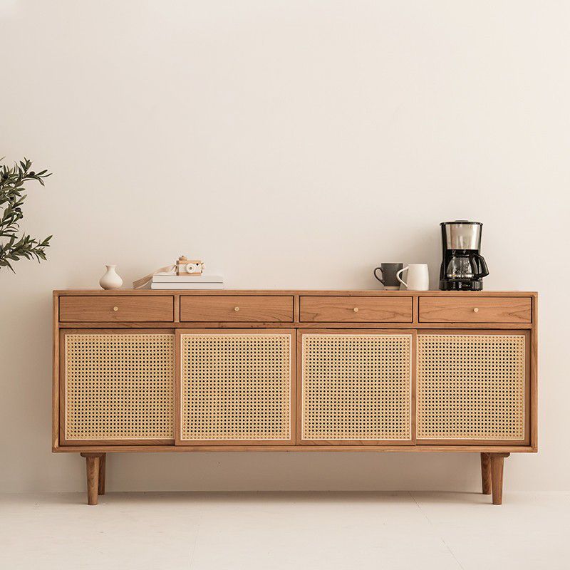 Solid Wood Storage Sideboard Modern Rectangle Server for Dining Room