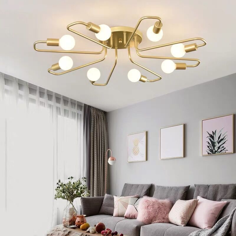 6/8-Light Modern Golden/Black/White Flush Mount Lighting LED Ceiling Light