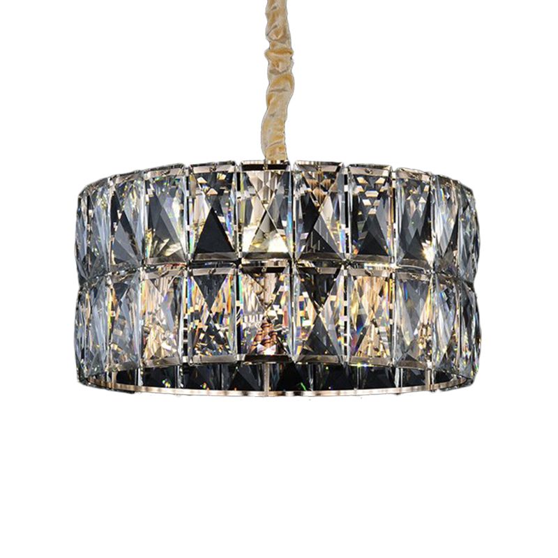 Clear Crystal Round Chandelier Lighting Modernist Multi Lights Black Hanging Ceiling Lamp for Living Room