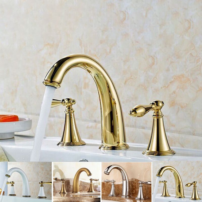 Copper Deck Mounted Roman Tub Faucet Low Arc Roman Tub Faucet Set