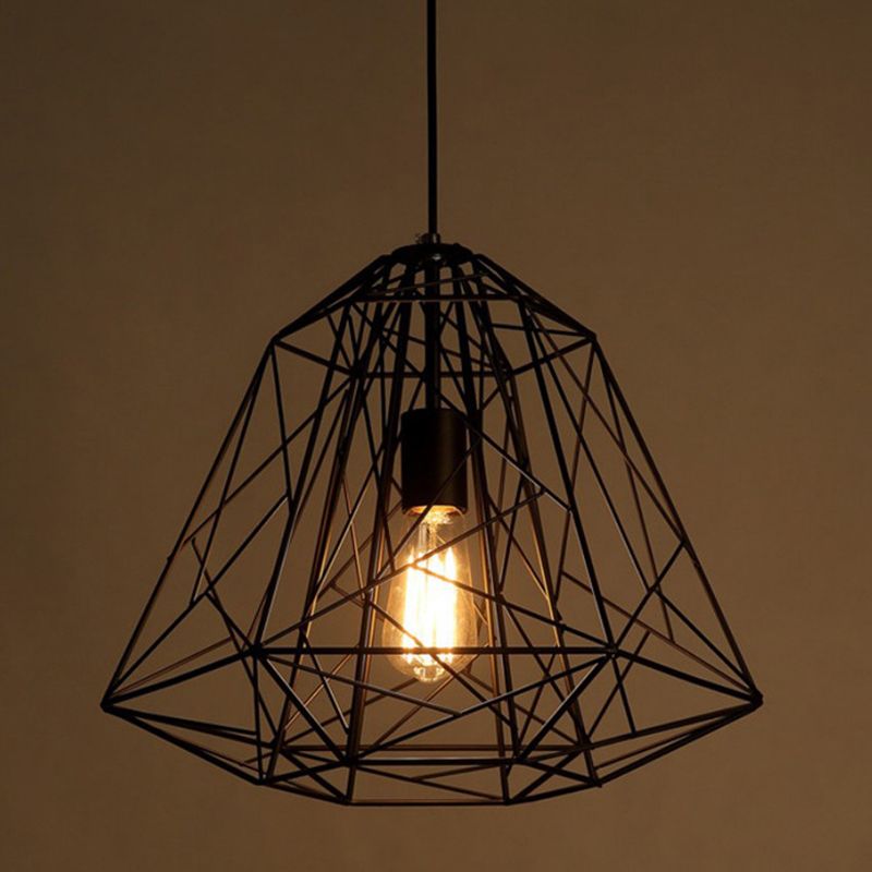 Lampada a sospensione geometrica di ristorante in metallo industriale Black Black Assiction Light