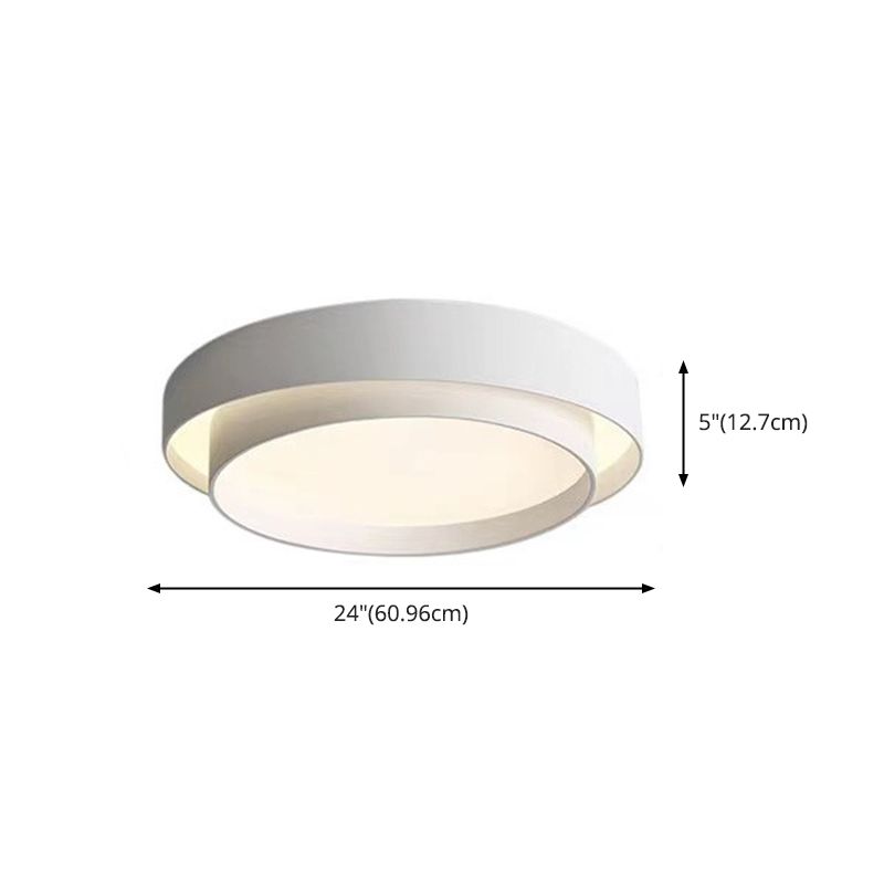 Modern Minimalist LED Ceiling Light Wrought Iron Circular Flush Mount with Acrylic Shade