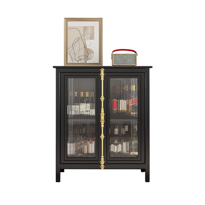 Contemporary Metal Curio Cabinet Glass Hutch Cabinet with Doors