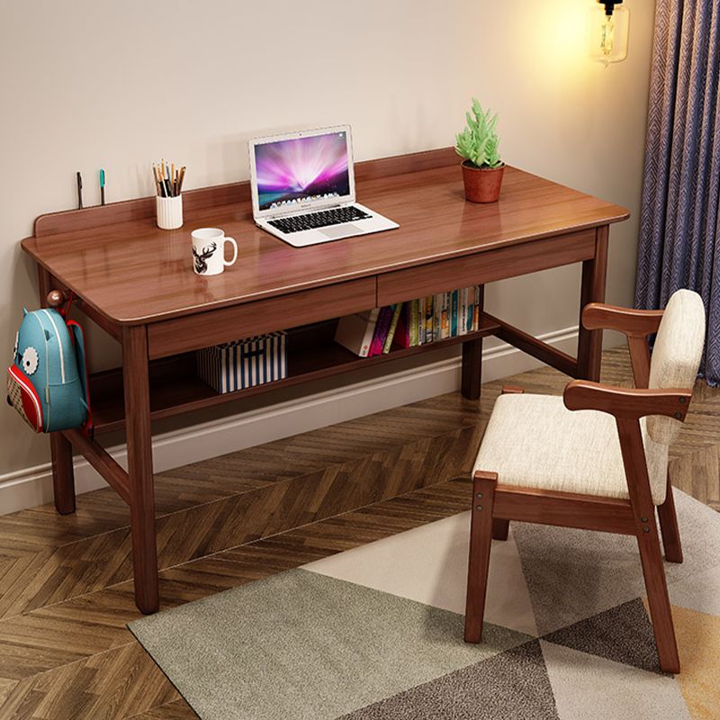 Modern Style Wooden Writing Desk Rectangular Shape Task Table with 2-Legs for Home