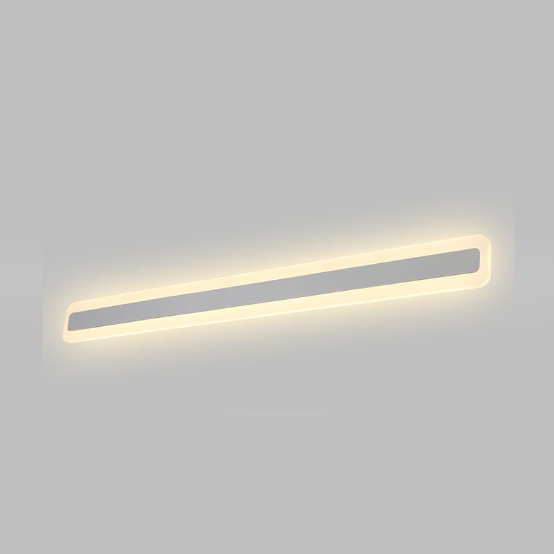 Metal Linear Shape Wall Light Modern 1-Light Mirror Wall Mount Light Fixture in White