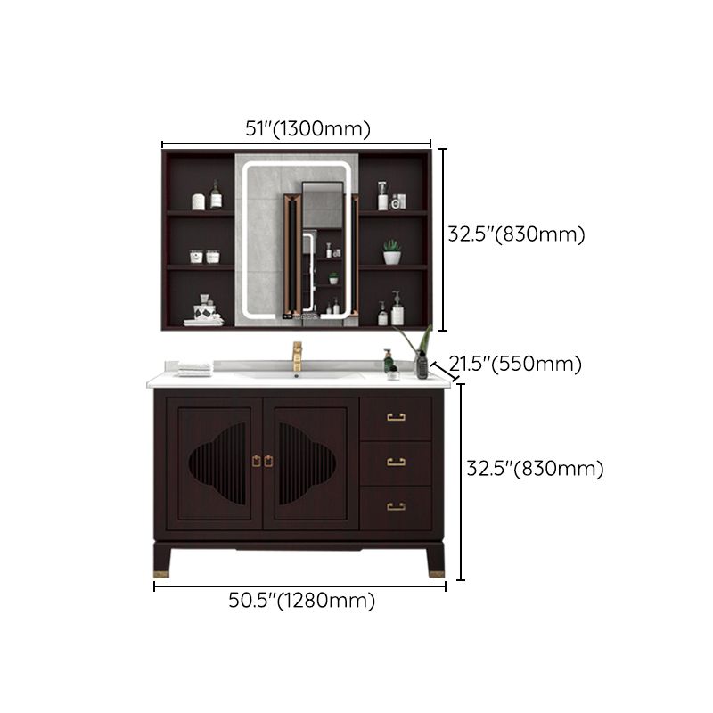 Traditional Bathroom Vanity Wood Standalone Cabinet and Shelving Included Vanity Set