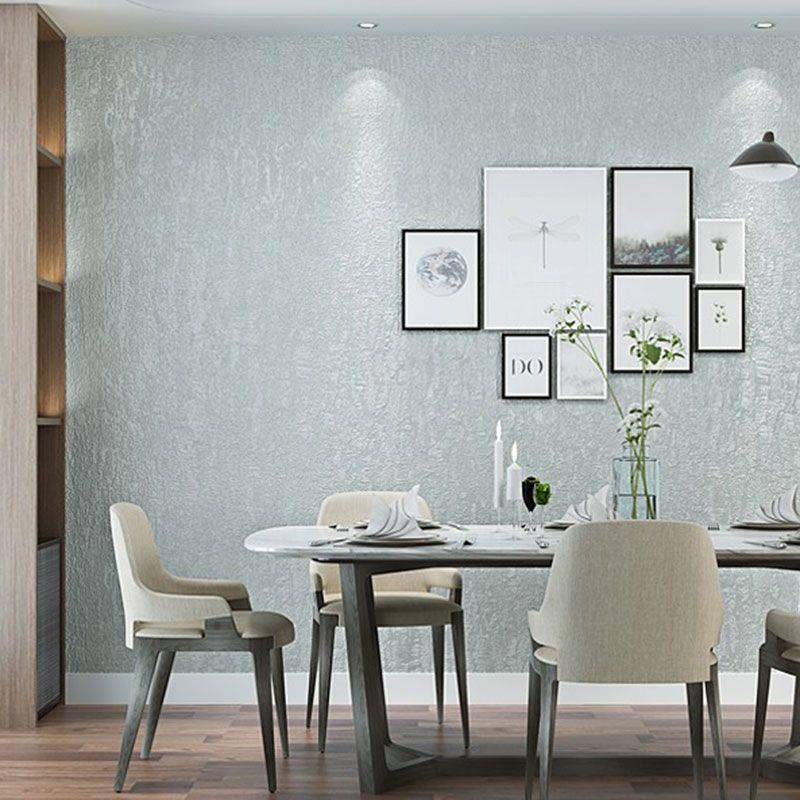 Silver Textured Wall Decor in Soft Color Plaster Wallpaper Roll for Living Room, 20.5 in x 33 ft