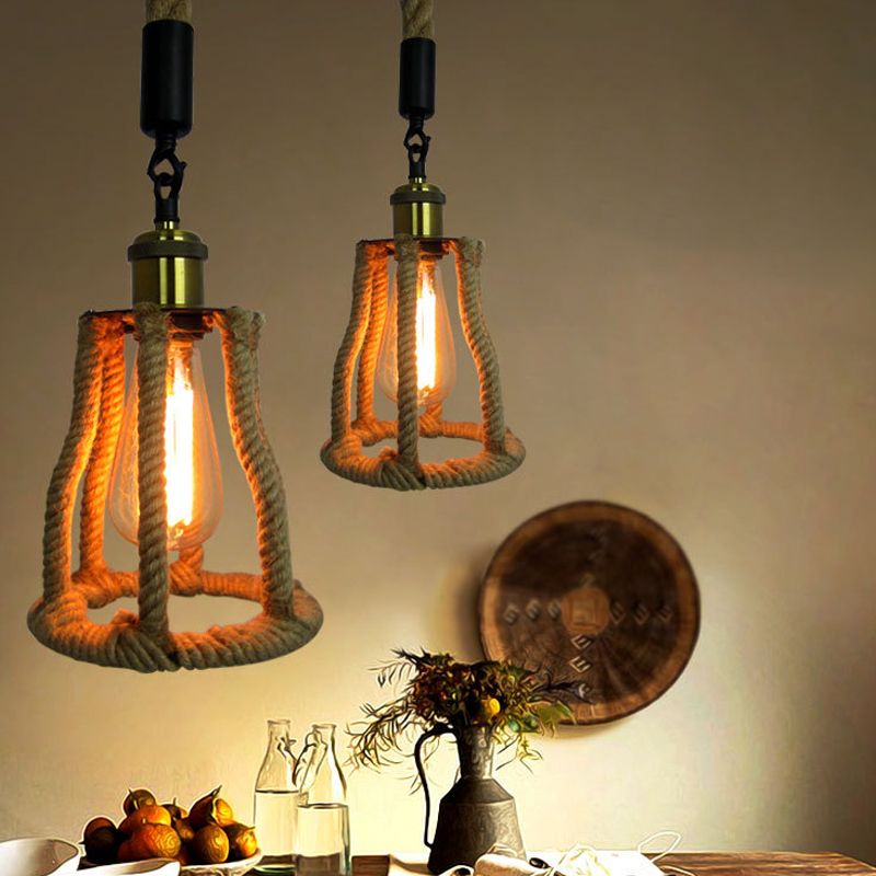 1-Bulb Natural Fiber Corde Pendant