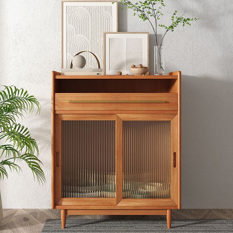 Modern Solid Wood Display Cabinet Glass Door Storage Cabinet with Drawers