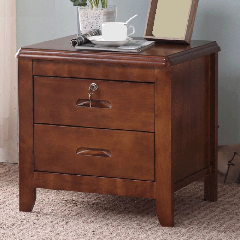 Traditional 20-inch Tall Solid Wood Nightstand 2-Drawer Night Table