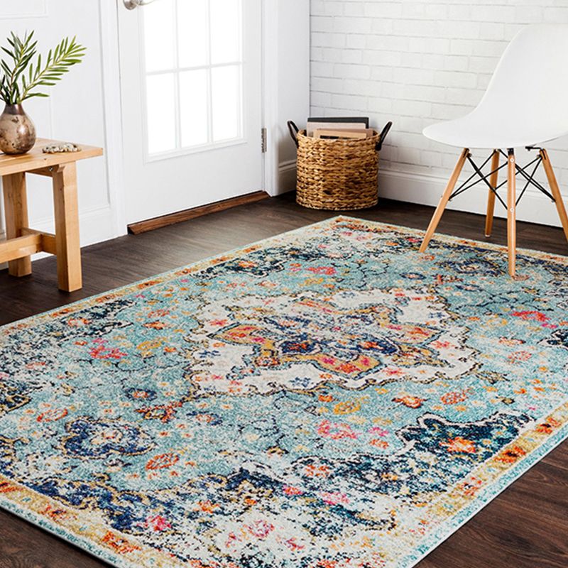 Casual Multi Color Geo Rug Polyster Western Area Carpet Anti-Slip Machine Washable Easy Care Indoor Rug for Living Room