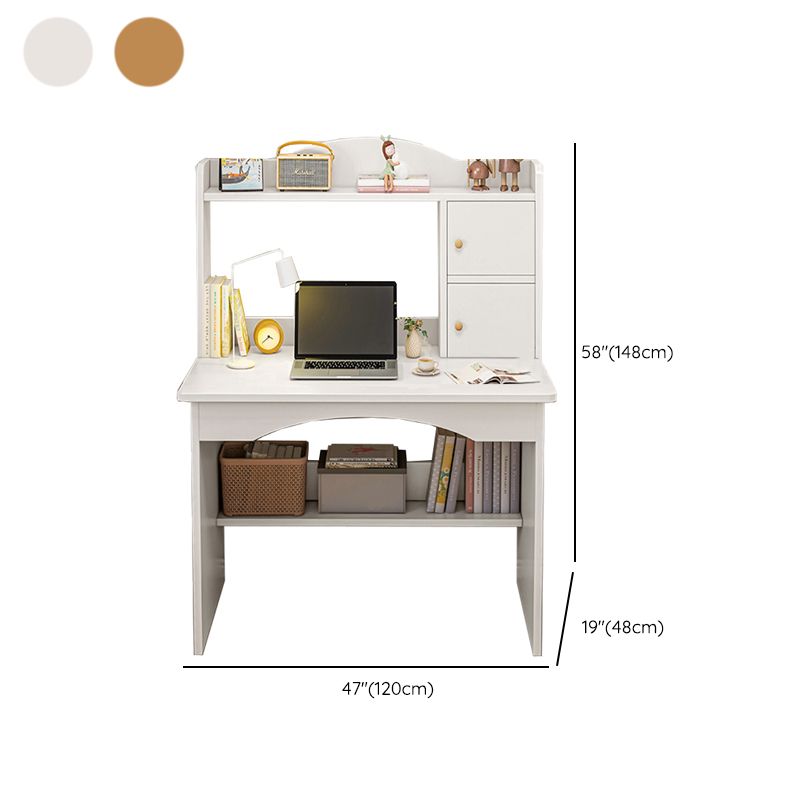 Contemporary Style Wood Office Desk Rectangular Shape Task Desk in White/Natural