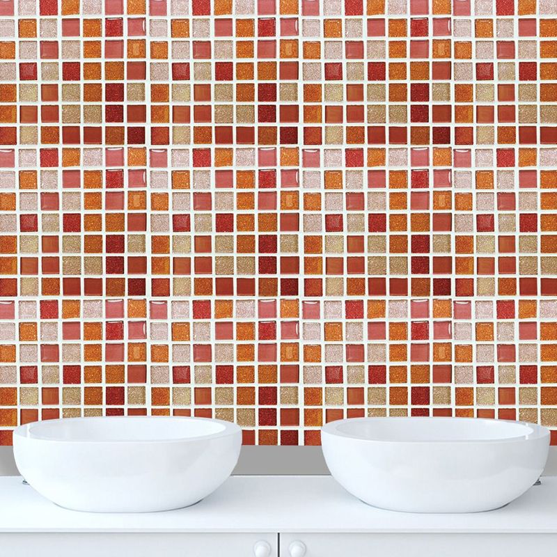 Modern Faux Mosaic Tile Wallpapers in Orange Peel and Paste Wall Decor for Bathroom