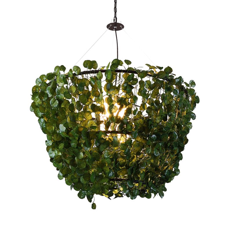 23.5"/31.5" W 1 Bulb Metal Pendant Light Fixture Industrial Black Basket Restaurant LED Plant Hanging Lamp Kit