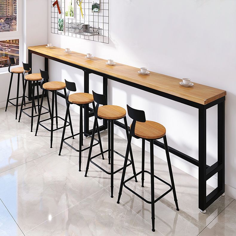 Modern Brown Wood Bar Table with Rectangle Table Top Black Trestle Table - 42" H