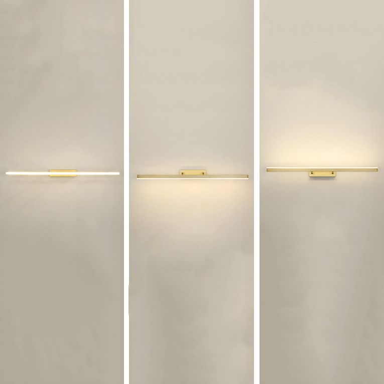 Metal Linear Shape Mirror Wall Light Modern 1-Light Mirror Wall Light Sconces in Gold