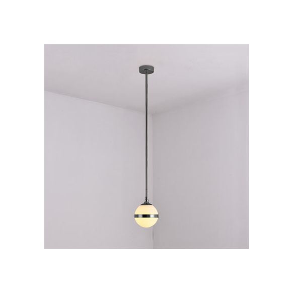 Sphere Shade E27 Hanging Light Modern Milk Glass Hanging Lamp in White for Dining Room