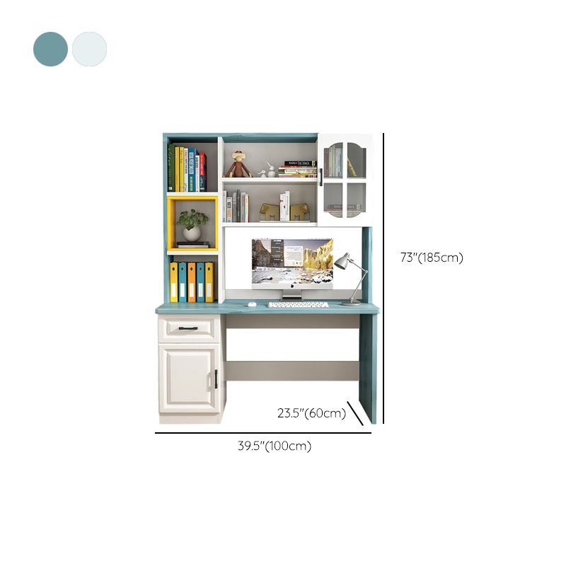 Wooden Writing Desk 1 Drawer Kids Desk and Chair with 2 Doors