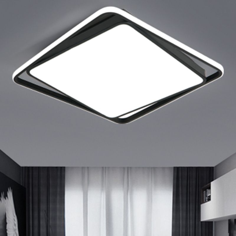 Modern Metal LED Flush Mount Square Shape Ceiling Light with Acrylic Shade for Living Room