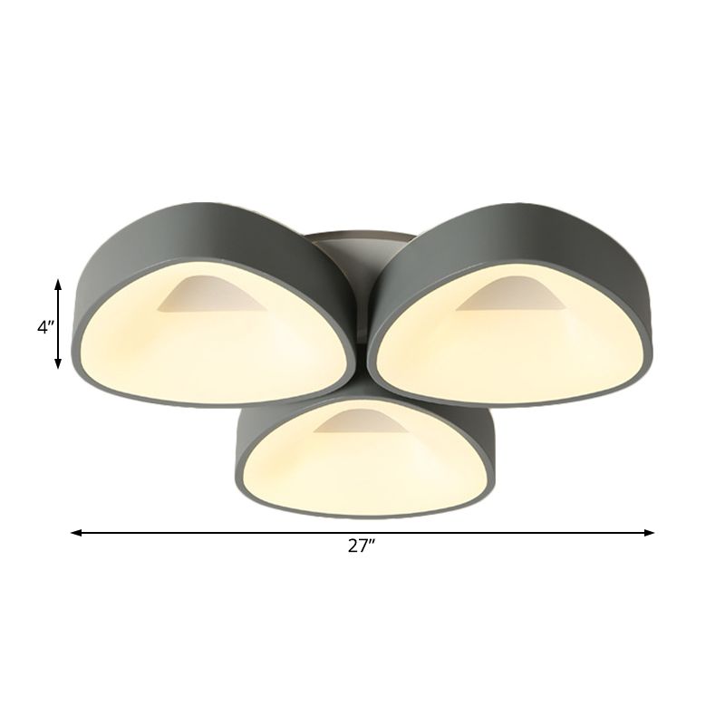 Grijze kokosnootinbouwlamp Noordse 3/5-lichts acrylplafondlamp in wit/warm/natuurlijk licht