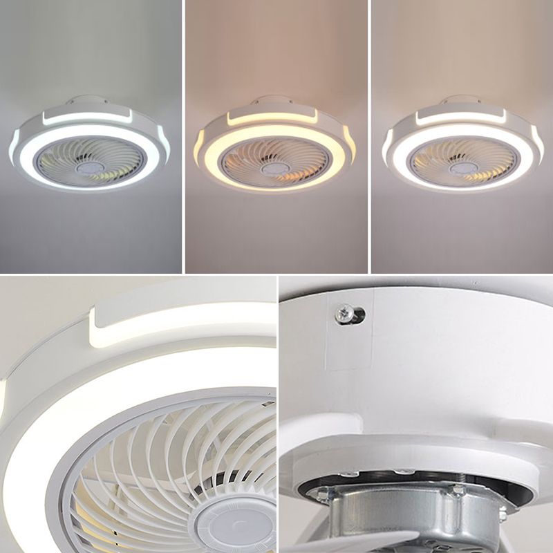 Luz de ventilador de techo circular nórdico Luz de ventilador metálico LED LED LEUMPLING