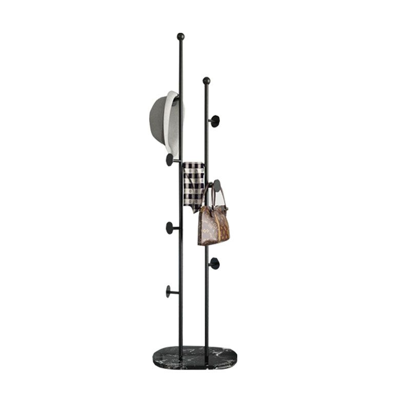 Contemporary Hall Tree Metal Free Standing with Hooks Coat Hanger