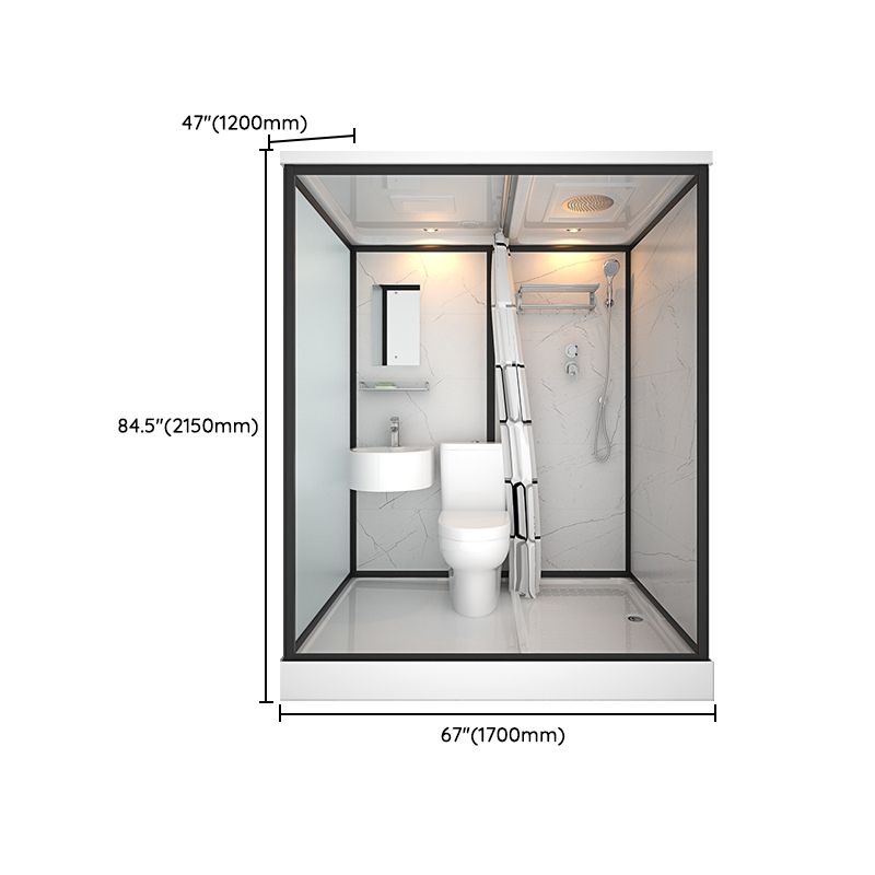 Modern Shower Stall Tempered Glass with Towel Bar Single Sliding Shower Enclosure